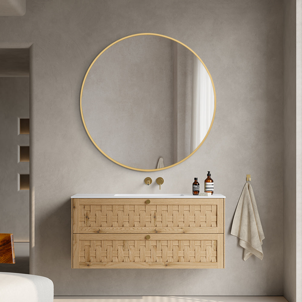 Rose Gold Framed Classic Round 80cm Decorative Wall Mirror for Living Rooms Bedrooms Bathrooms