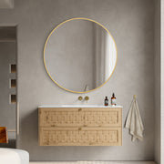 Rose Gold Framed Classic Round 80cm Decorative Wall Mirror for Living Rooms Bedrooms Bathrooms