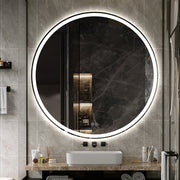 Round LED Mirror 90cm Frosted Defogger Dimmable 25mm Strip