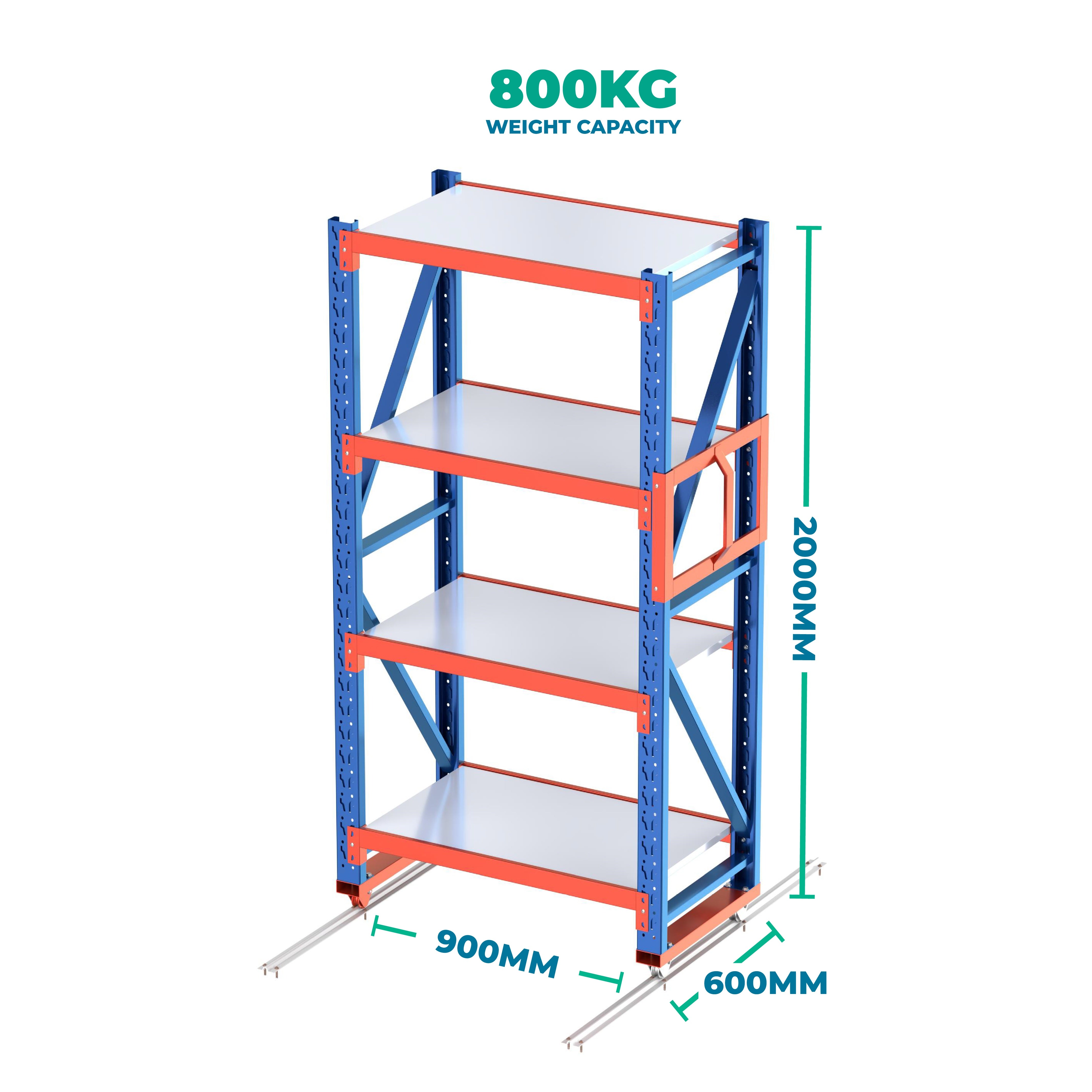2.0m x 0.9m x 0.6m Heavy Duty Welded Steel Mobile storage Shelving