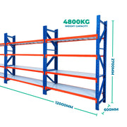 2.7m x 12.0m x 0.6m Heavy Duty Welded Steel Shelving
