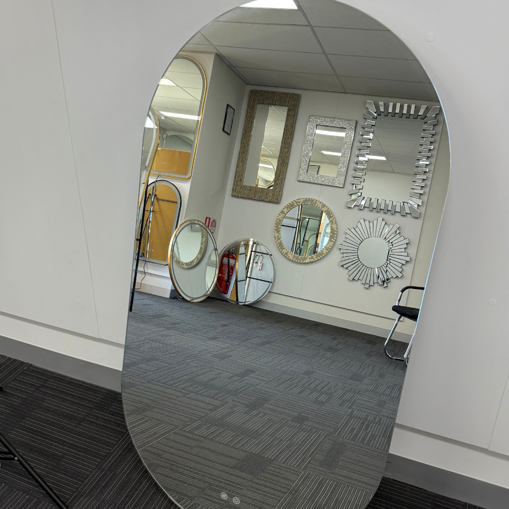 Oval LED Mirror 90cm x 45cm Frameless Backlit Defogger Dimmable