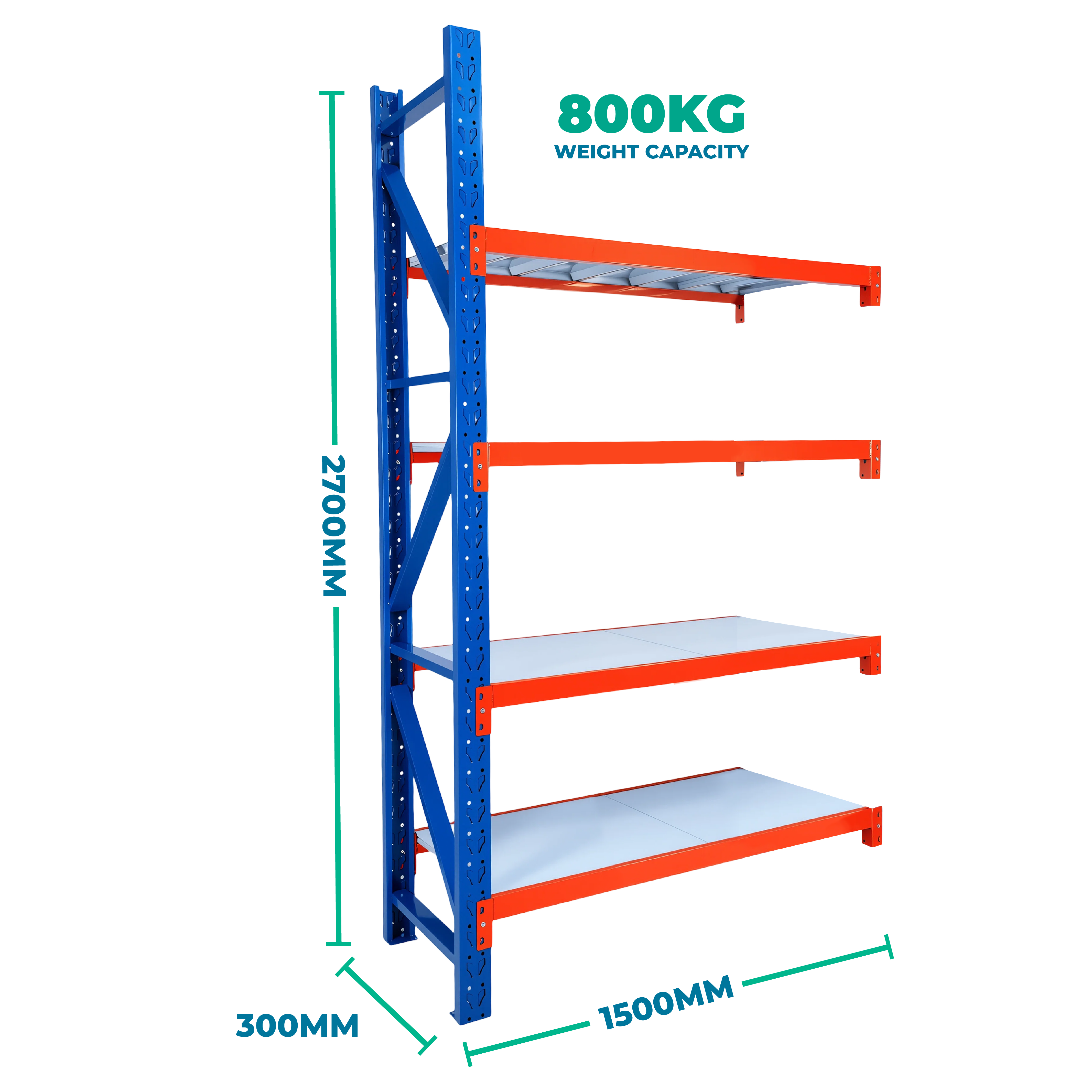 2.7m x 1.5m x 0.3m Heavy Duty Welded Steel Shelving Add-On
