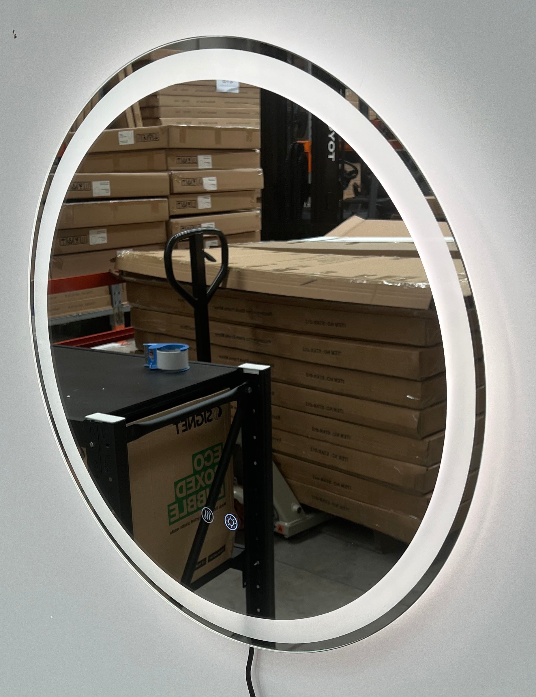 Round LED Mirror 60cm Frosted Defogger Dimmable 25mm Strip