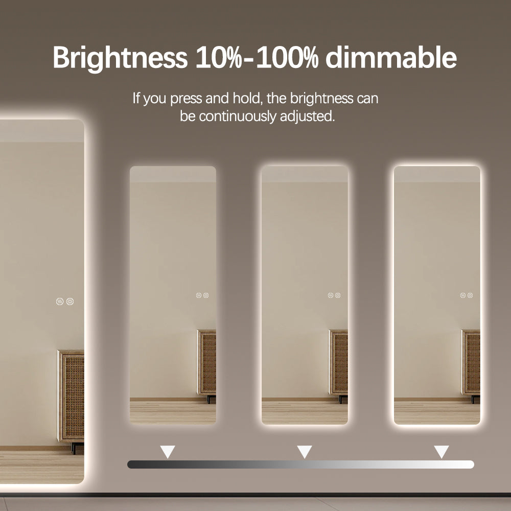 Modern Rectangular Edge-Lit LED Mirror 50cm × 150cm Frameless Tricolour Dimmable Wall Mounted Mirror