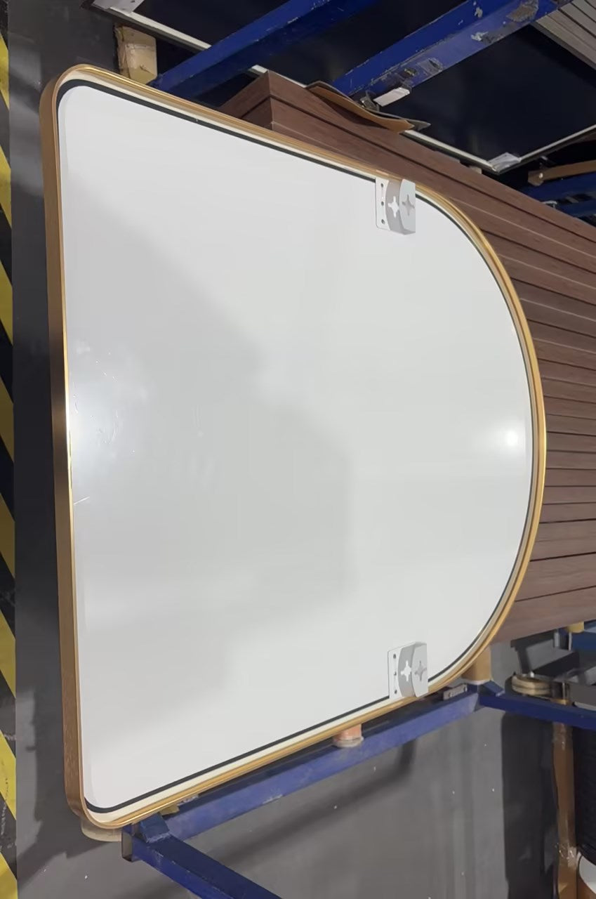 Arched Wall Mirror 80cm x 100cm Gold Aluminium Frame Modern Decorative