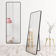 Full Length Freestanding Mirror 50cm x 160cm Black Rounded Edge Dressing Mirror