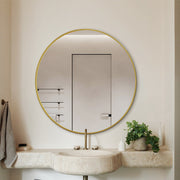 Modern Round Wall Mirror 100cm Rose Gold Aluminium Frame