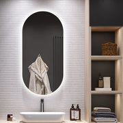 Oval LED Mirror 100cm x 50cm Frameless Backlit Defogger Dimmable