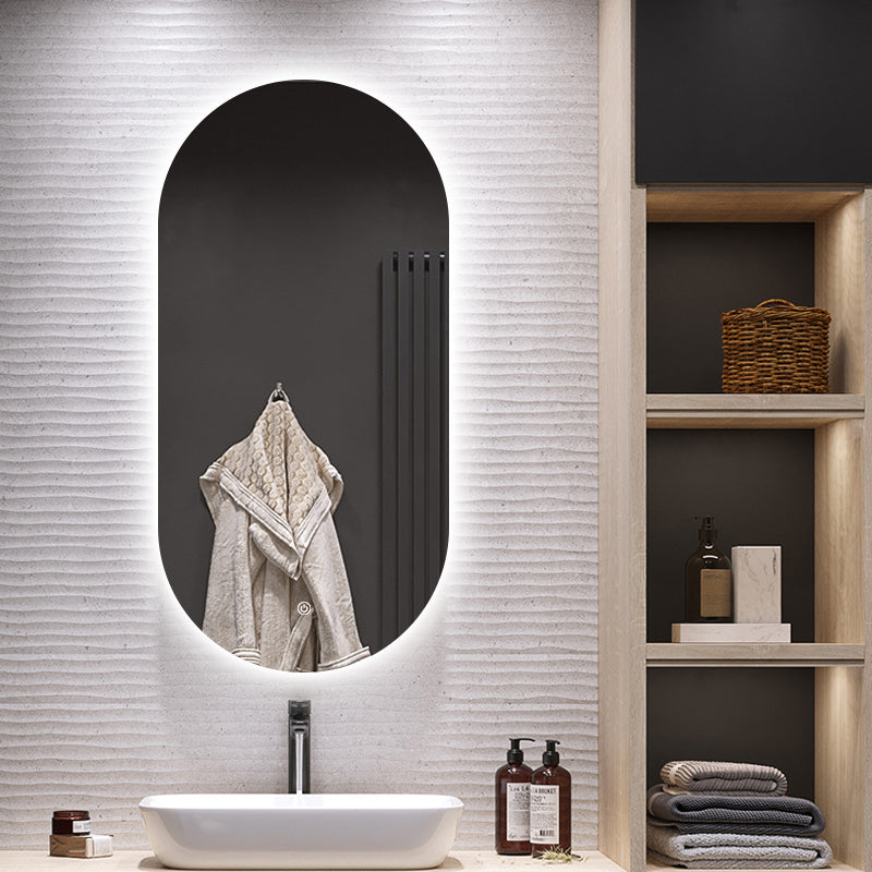 Oval LED Mirror 100cm x 50cm Frameless Backlit Defogger Dimmable