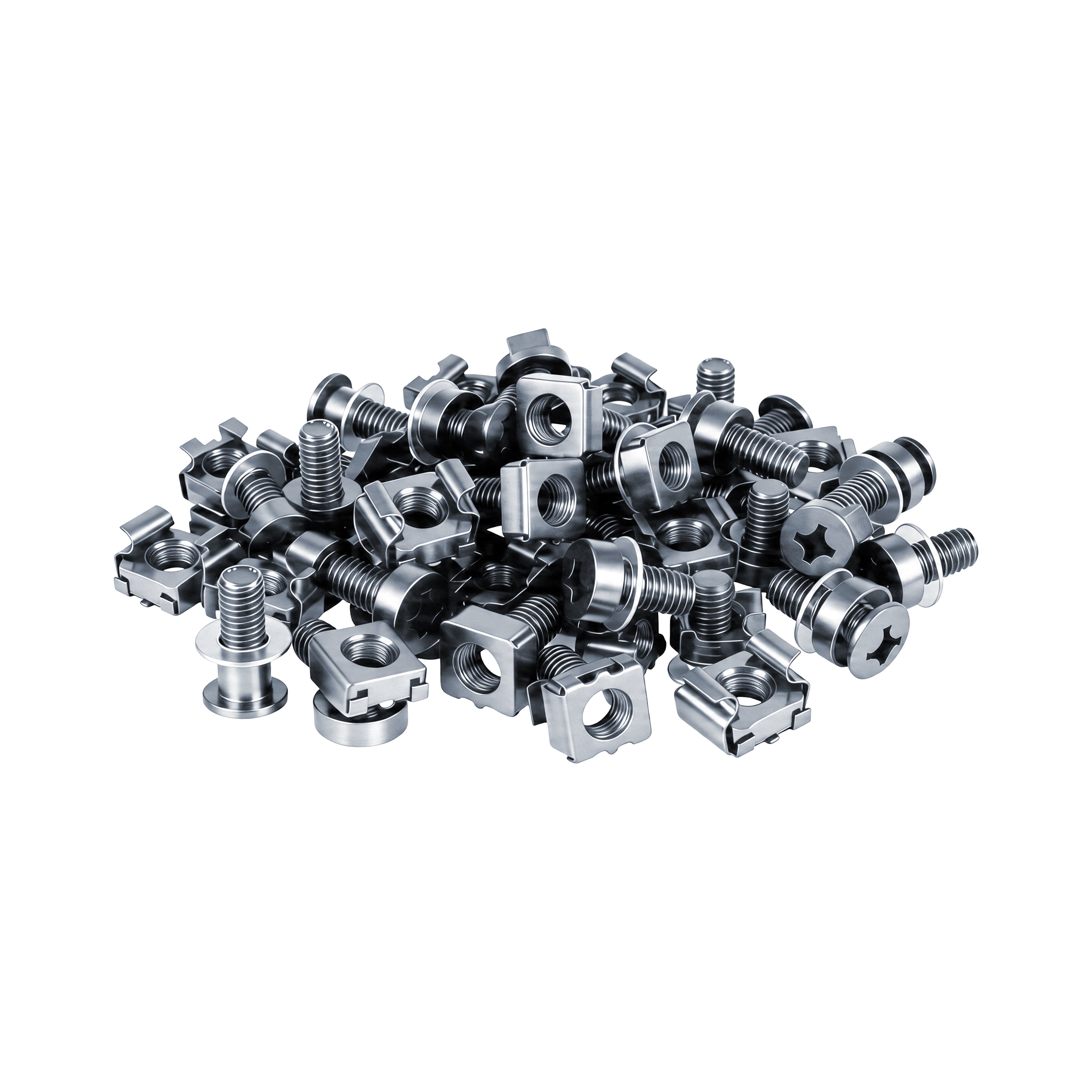 M6 Cage Nuts and Screws Set Silver pack of 20