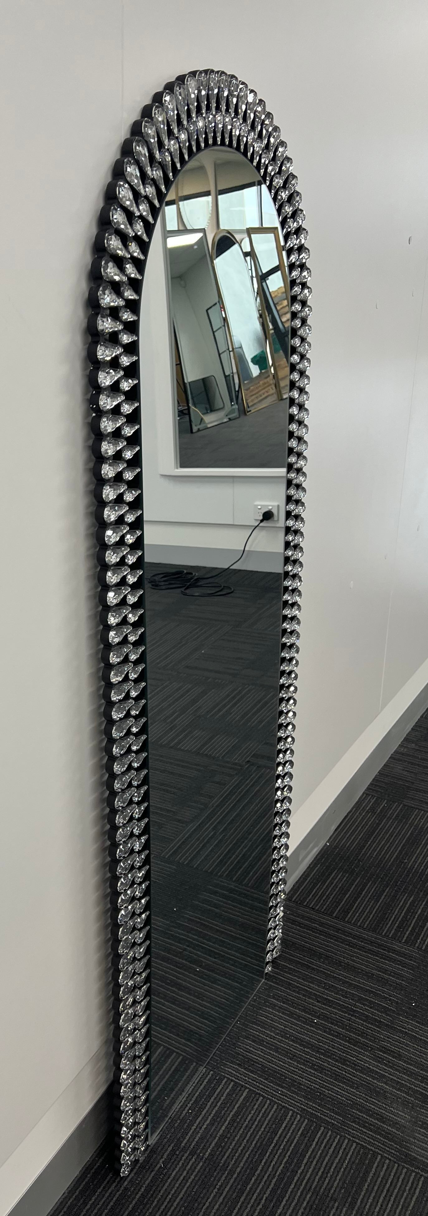Diamond Water Drop Arch Wall Mirror 150cm x 60cm Silver Acrylic Frame - image 5 of 12