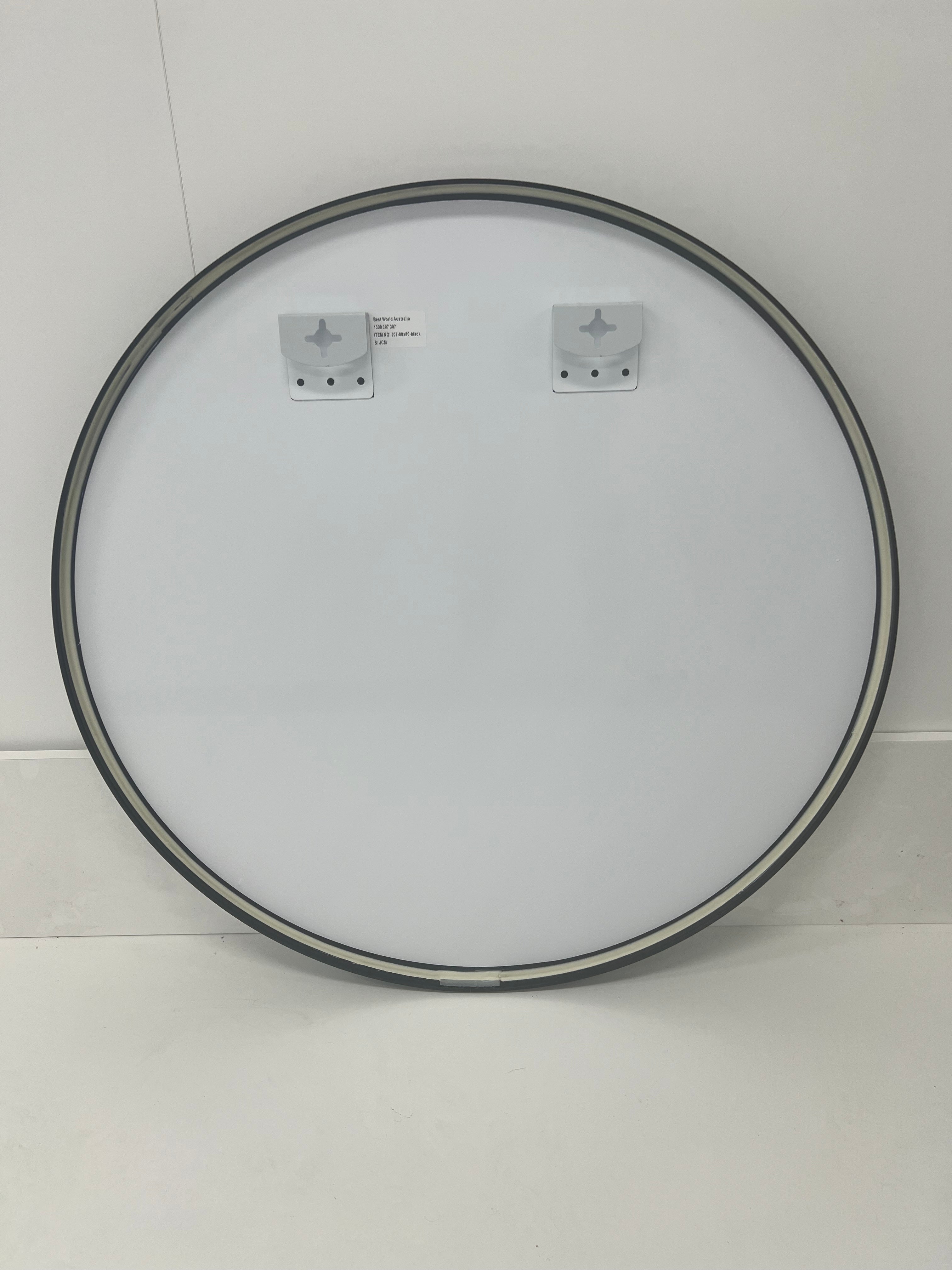 Modern Round Wall Mirror 120cm Black Aluminium Frame