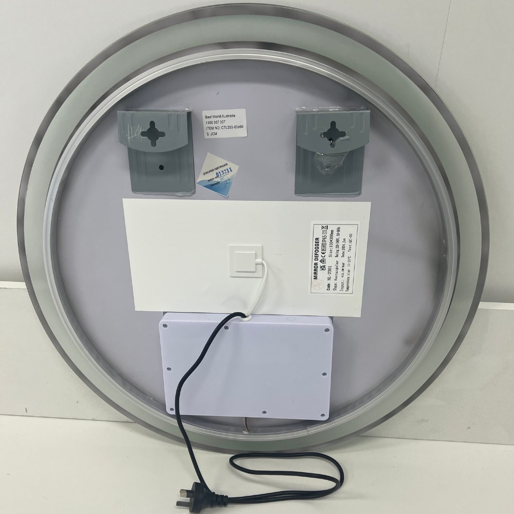 Round LED Mirror 60cm Frosted Defogger Dimmable 25mm Strip