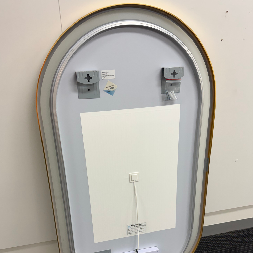 Gold Oval LED Bathroom 130cm x 70cm Frosted Edge Defogger Dimmable Wall Mirror