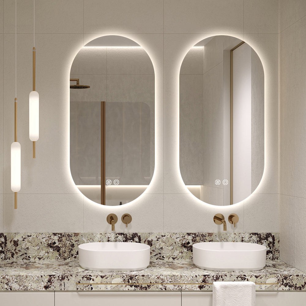Oval LED Mirror 130cm x 70cm Frameless Backlit Defogger Dimmable