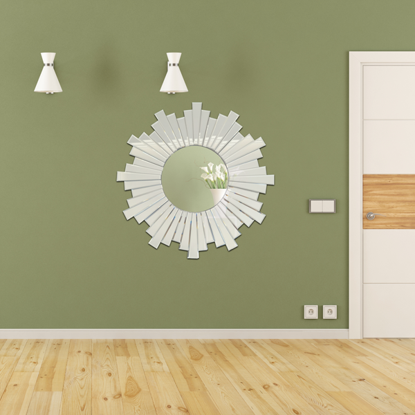 Besty Frameless Sunburst Wall Mirror 80cm Minimalist Beveled Design
