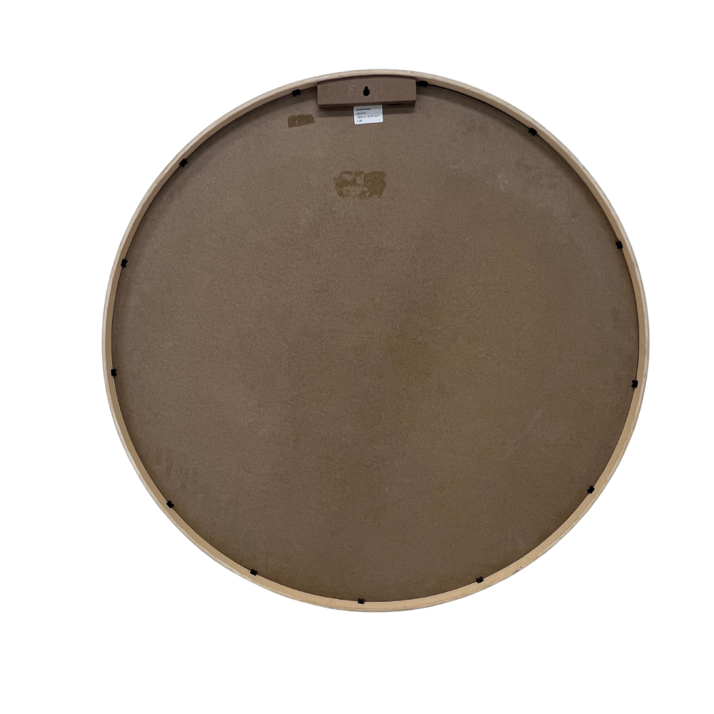 Round Solid Wood Wall Mirror 100cm Log Colour Frame Decorative  Living Room Accent