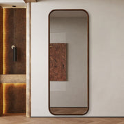 Modern Rectangular Walnut Wood Full Length Mirror 65cm × 170cm Decorative Wall Mounted Mirror