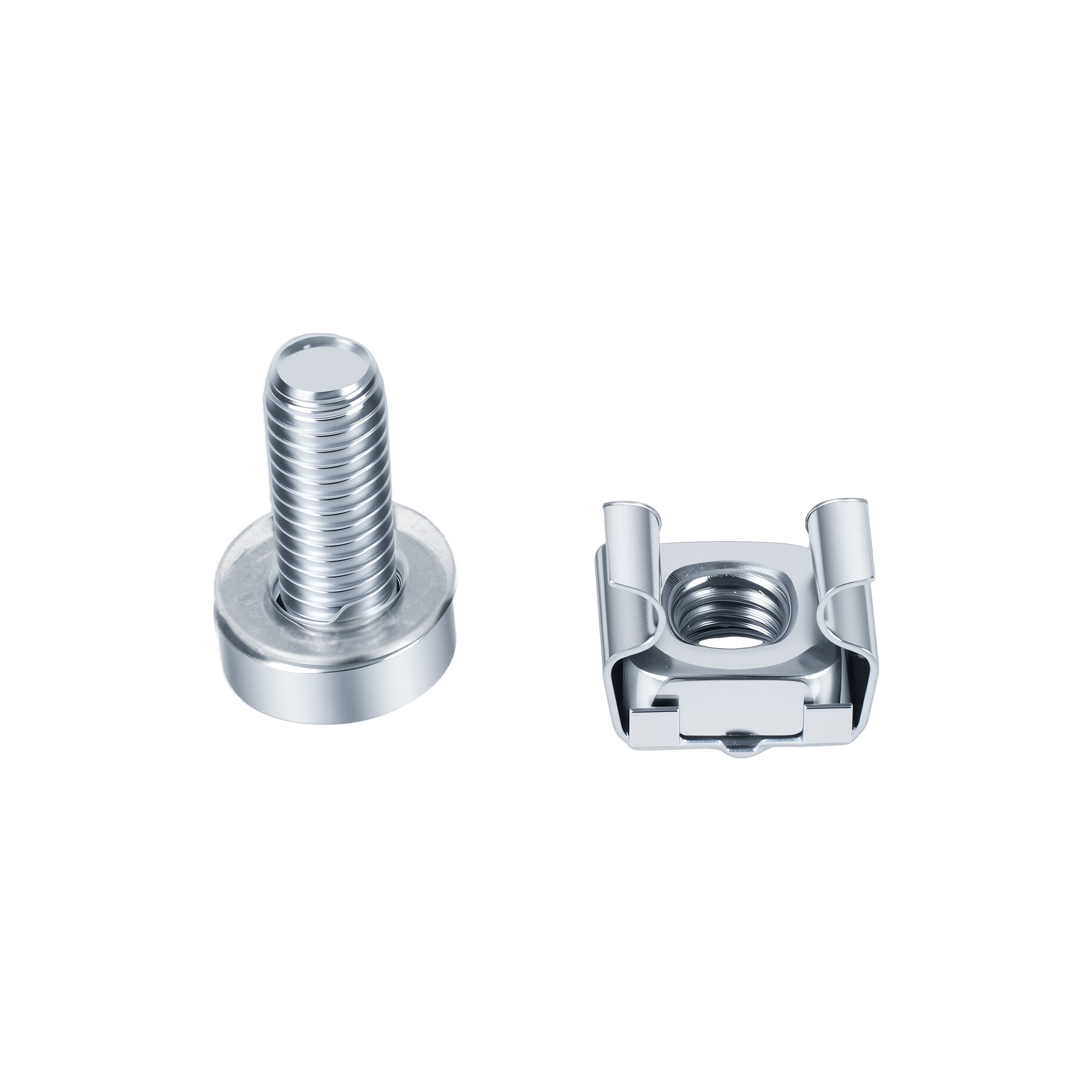 M6 Cage Nuts and Screws Set Silver pack of 20