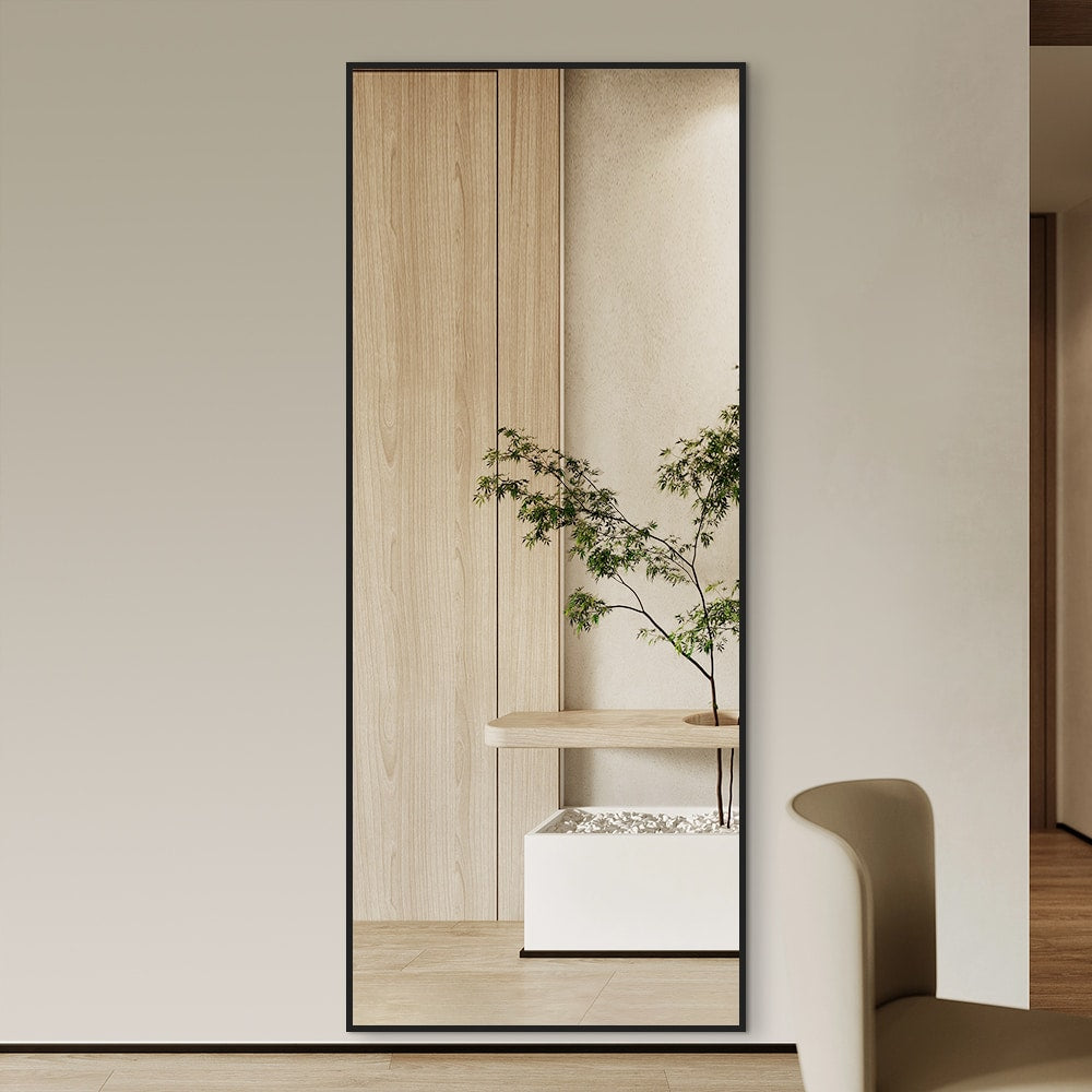 Rectangular Classic Mirror 40cm x 150cm Black Aluminium Alloy Frame Full Length