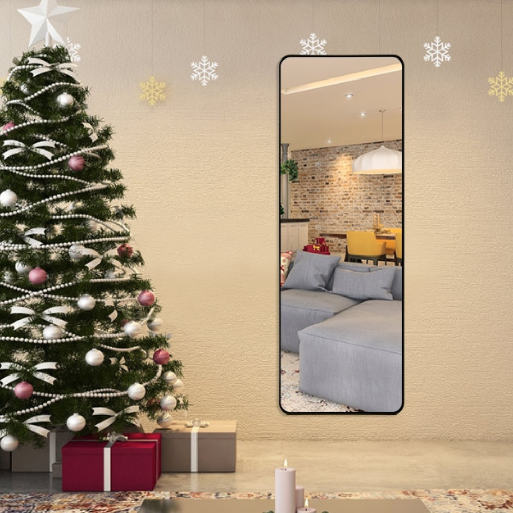 Full Length Freestanding Mirror 70cm x 170cm Black Rounded Edge Dressing Mirror