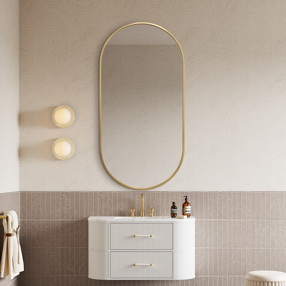 Rose Gold Framed Oval Mirror Classic Decorative 60cm x 80cm Wall Mirror for Bedrooms, Bathrooms & Entryways