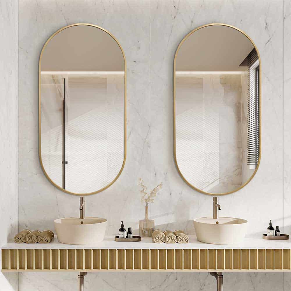 Gold Framed Oval Mirror Classic Decorative 60cm x 120cm Wall Mirror for Bedrooms, Bathrooms & Entryways
