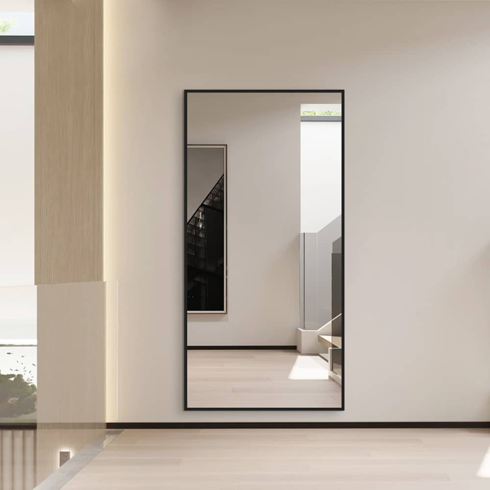 Black Framed Rectangular Wall Mirror Modern 70cm x 140cm Full-Length Mirror for Bedrooms Bathrooms Entryways