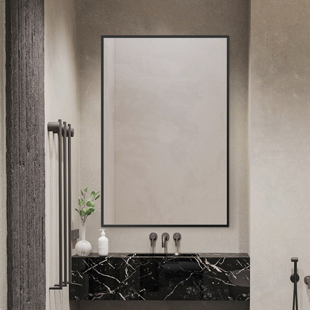 Black Framed Rectangular Wall Mirror Modern 60cm x 90cm Full-Length Mirror for Bedrooms Bathrooms Entryways