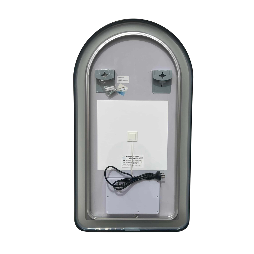 Arched LED Black Frame Wall Mirror 100cm x 75cm Frosted Dimmable Vanity Defogger