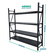 2.0m x 1.2m x 0.5m Basic Bolted Steel Shelving Black