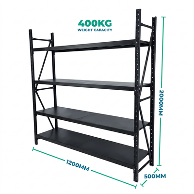 2.0m x 1.2m x 0.5m Basic Bolted Steel Shelving Black