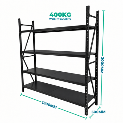 2.0m x 1.5m x 0.5m Basic Bolted Steel Shelving Black