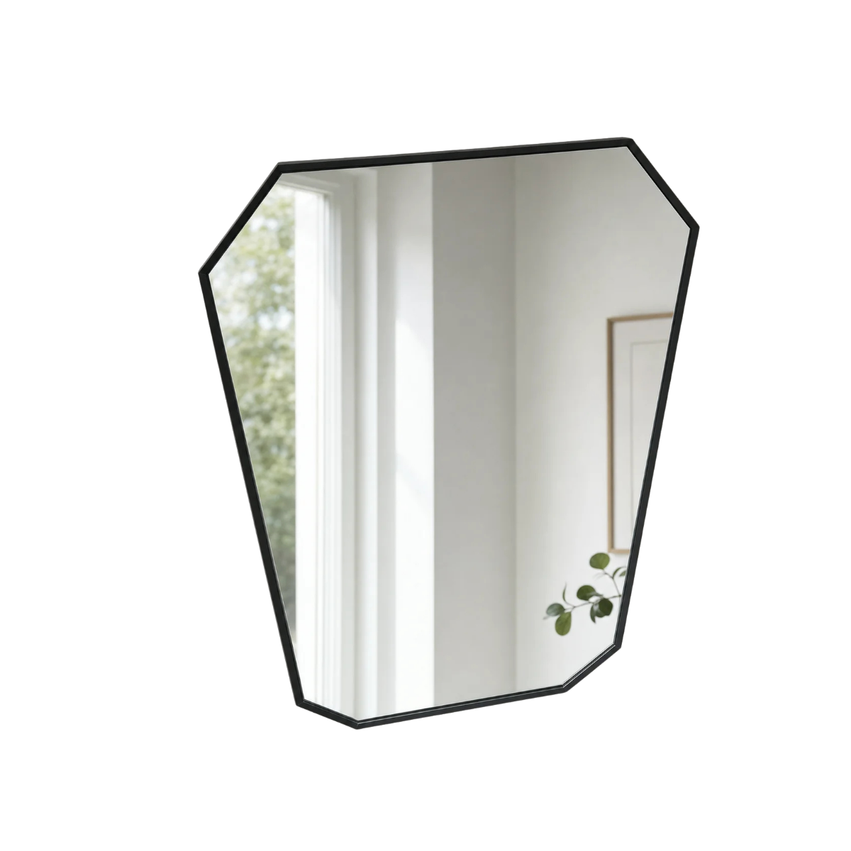 Star Octagon Mirror 90cm x 60cm Black Aluminium Frame Modern Wall Décor
