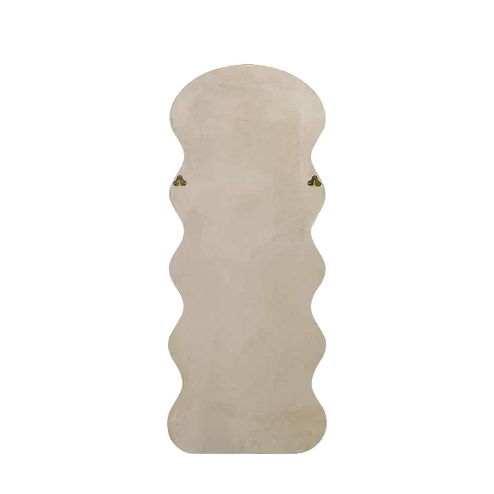 Modern Arched Wavy Velvet Full Length Mirror 160cm x 60cm Beige Wall Mirror