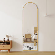 Rose Gold Arched Full Length Mirror 50cm x 160cm Minimalist Floor Mirror with Aluminium Frame