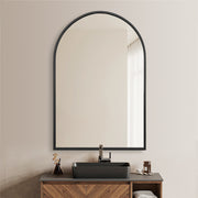 Arched Wall Mirror Black Aluminium Alloy Frame 60cm x 90cm Modern Full Body