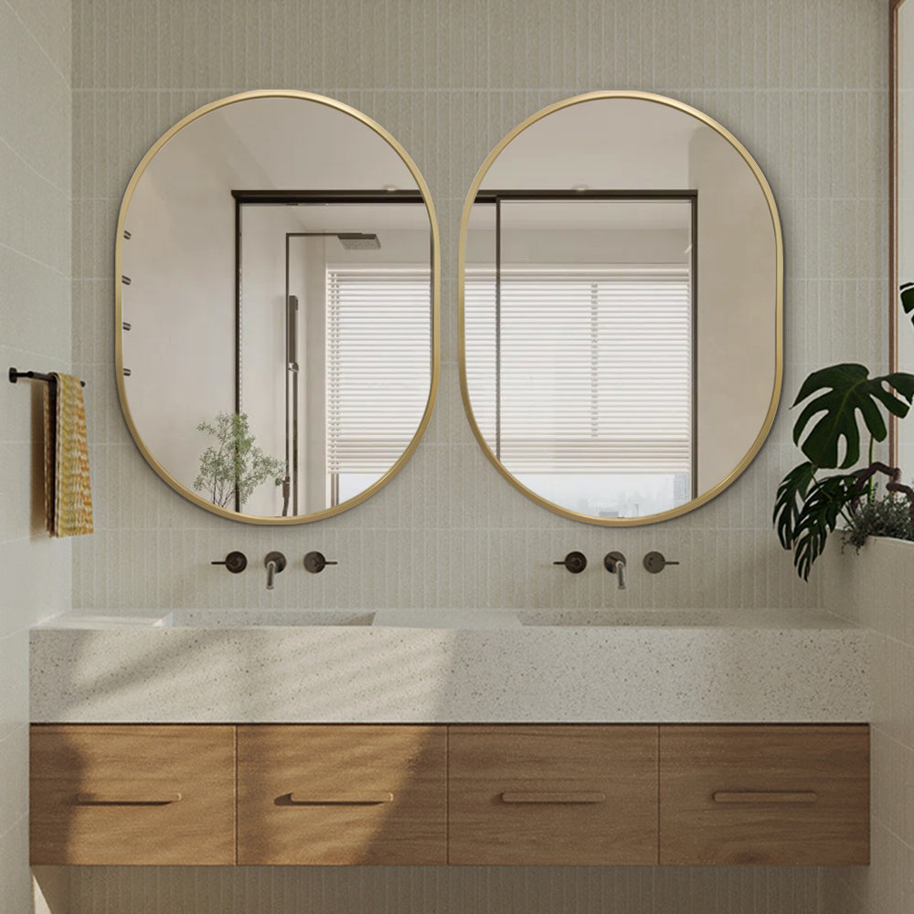 Rose Gold Framed Oval Mirror Classic Decorative 60cm x 80cm Wall Mirror for Bedrooms, Bathrooms & Entryways