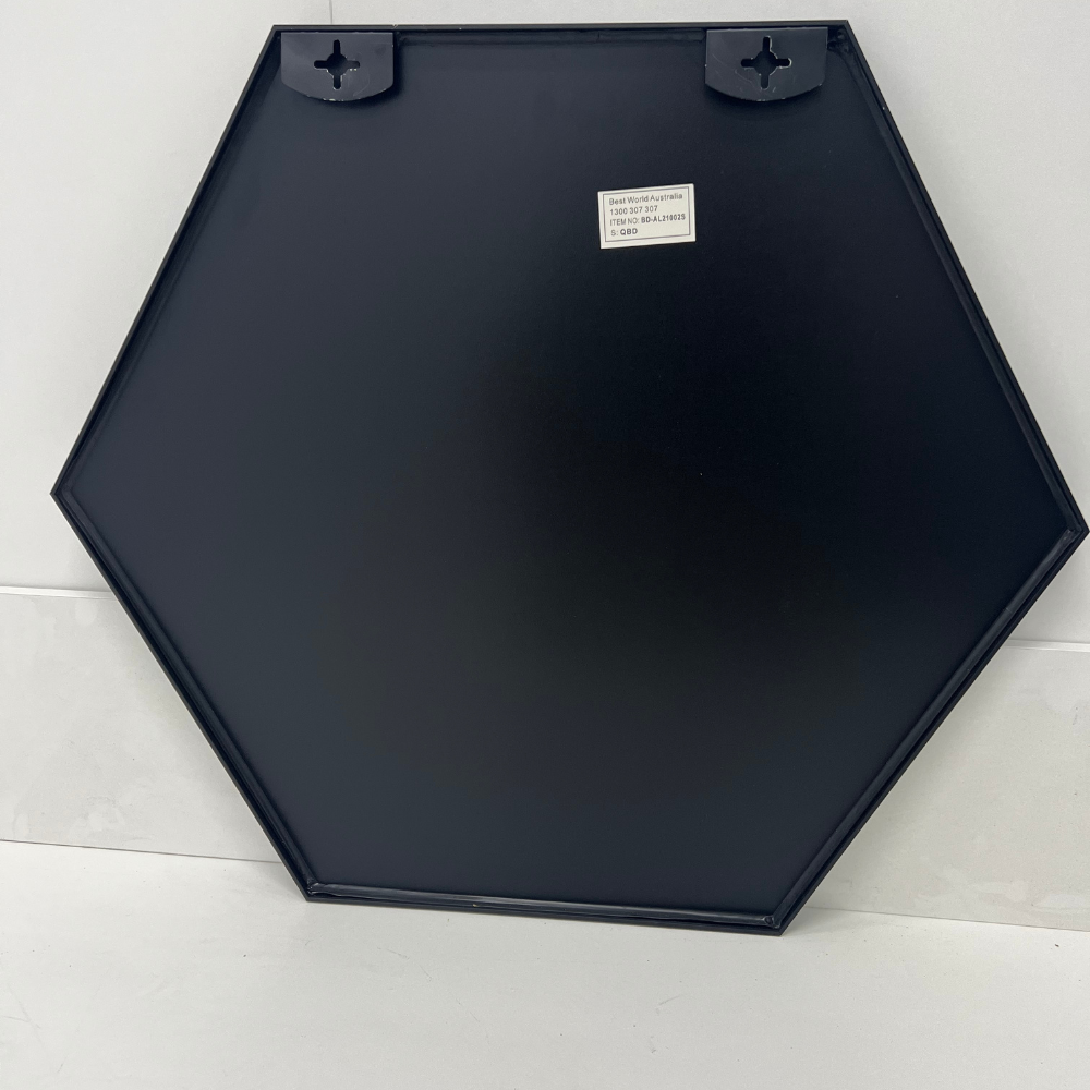 Besty Hexagon Wall Mirror 70cm x 81cm Black Aluminium Modern Décor