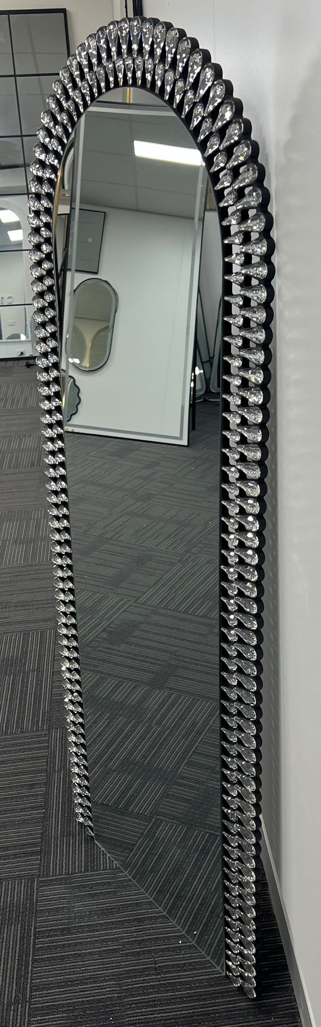Diamond Water Drop Arch Wall Mirror 150cm x 60cm Silver Acrylic Frame - image 10 of 12