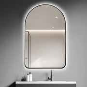 Arched LED Wall Mirror 130cm x 70cm Black Bevel Frame Backlit Dimmable Defogger
