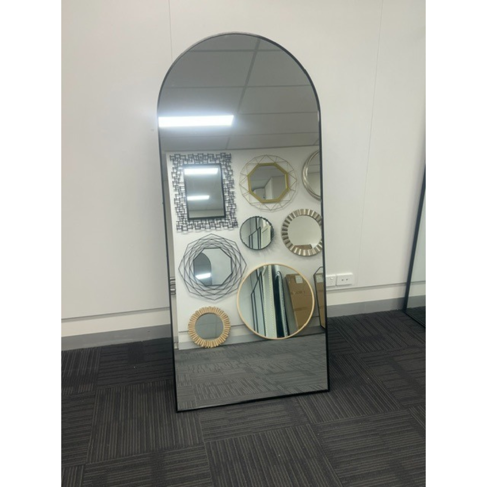 Black Arched Full Length Mirror 70cm x 170cm Minimalist Floor Mirror with Aluminium Frame