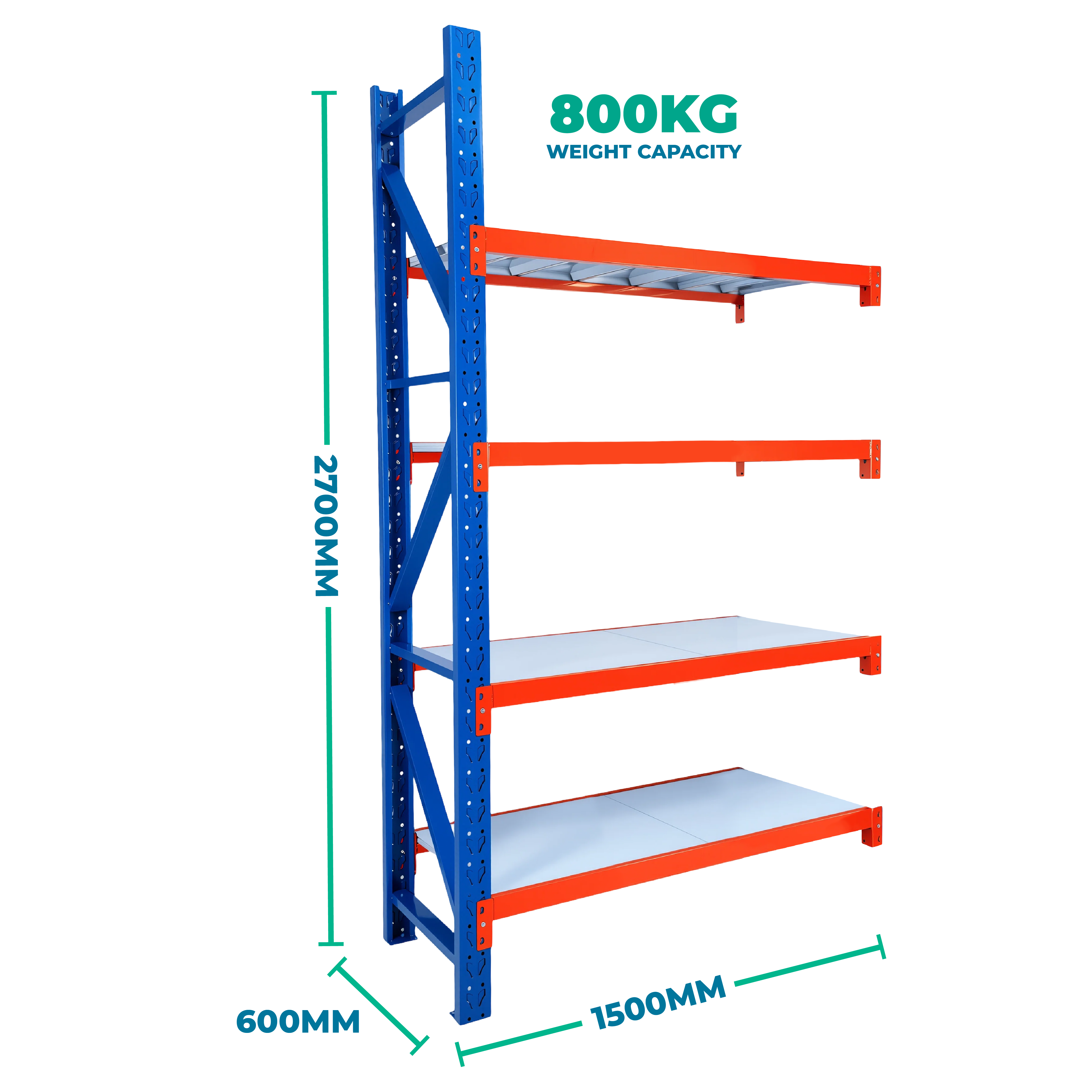 2.7m x 1.5m x 0.6m Heavy Duty Welded Steel Shelving Add-On