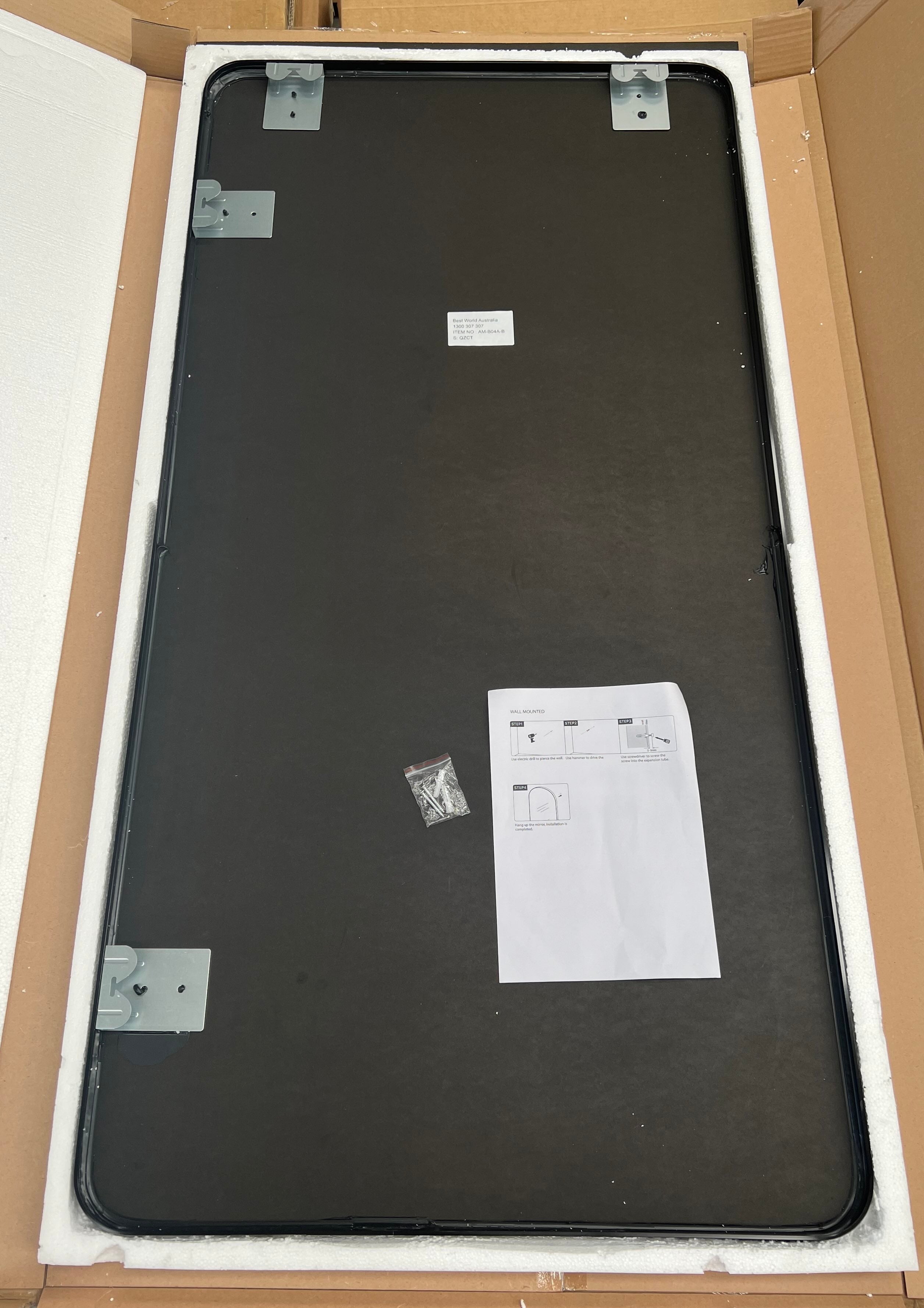 Long Rounded Modern Rectangular Wall Mirror 70cm x 140cm Black Aluminium Alloy Frame