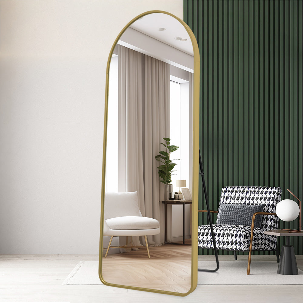 Arched Full Length Mirror 200cm x 100cm Gold Frame Freestanding Aluminium