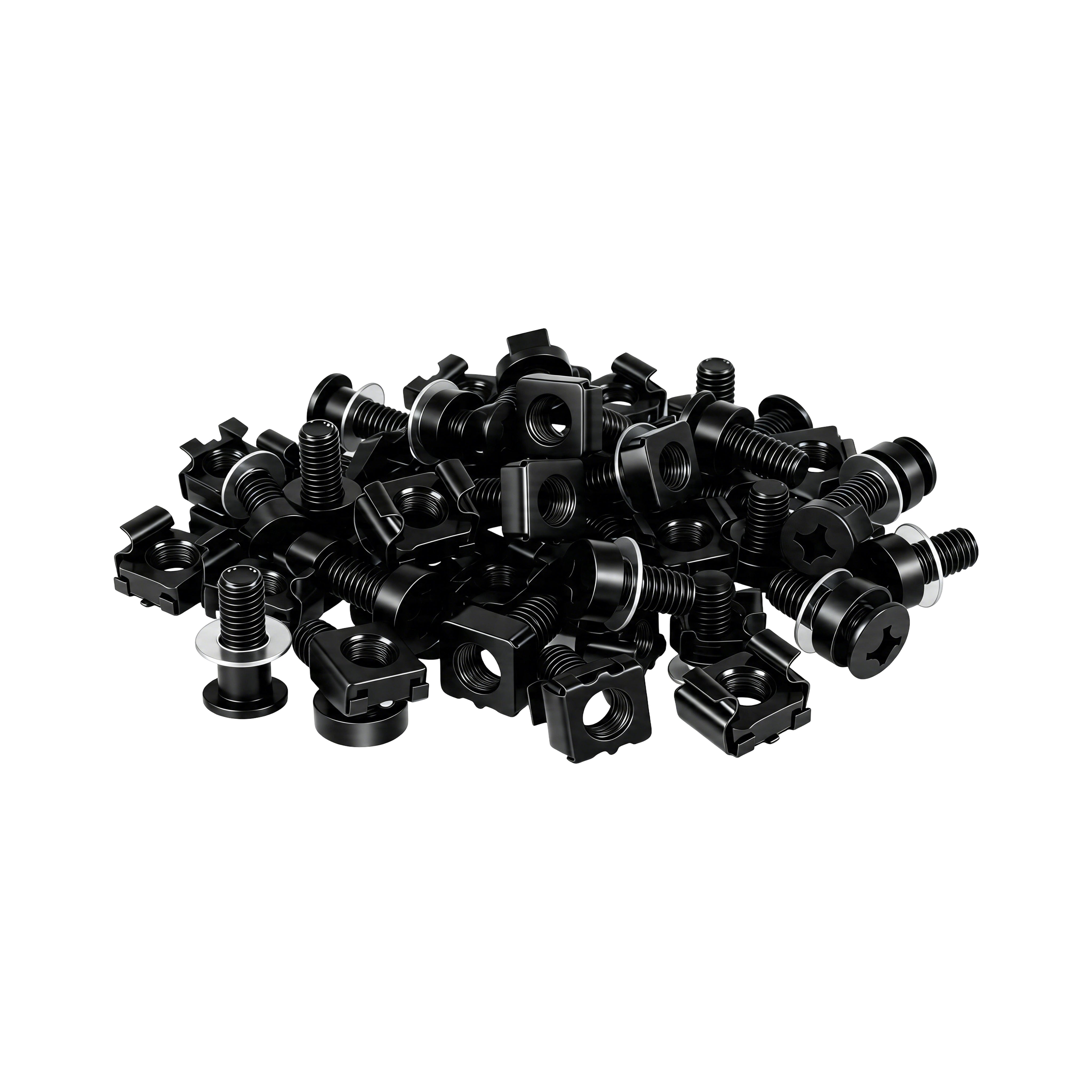 M6 Heavy Duty Cage Nuts and Screws Set Black pack of 20