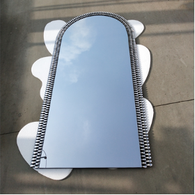 Diamond Water Drop Arch Wall Mirror 150cm x 60cm Silver Acrylic Frame