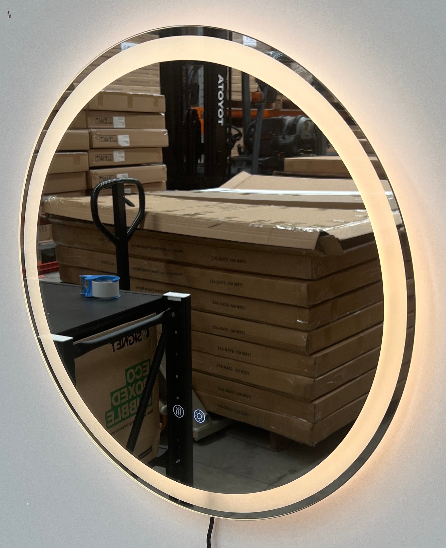 Round LED Mirror 60cm Frosted Defogger Dimmable 25mm Strip