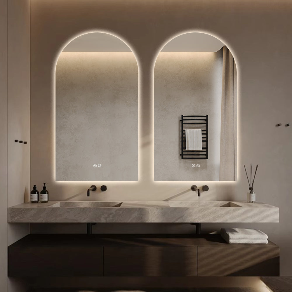 Arched LED Mirror 90cm x 50cm Frameless Backlit Dimmable Anti Fog Bathroom Vanity